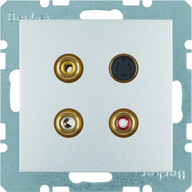BERKER B.Kwadrat/B.7 Gniazdo 3xCinch / S-Video aluminium 3315321404 HAGER