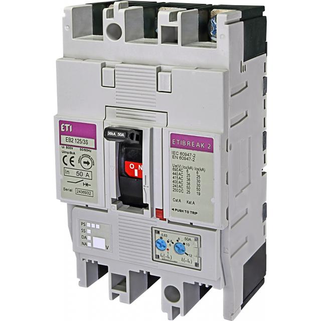 Wyłącznik mocy 36kA wyzw. TM EB2 125/3S 50A 3P 004671043 ETI