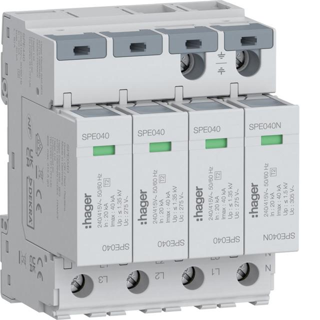 SPD Ogranicznik przepięć T2 4P 3+1 sieć TN-S/TT In=20kA Up?1,35kV