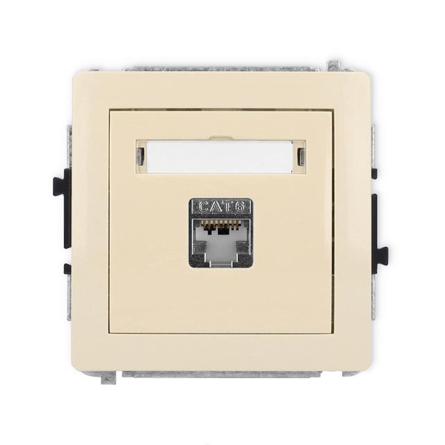 DECO Mechanizm gniazda komputerowego pojedynczego 1xRJ45, kat. 5e, ekranowany, 8-stykowy beżowy