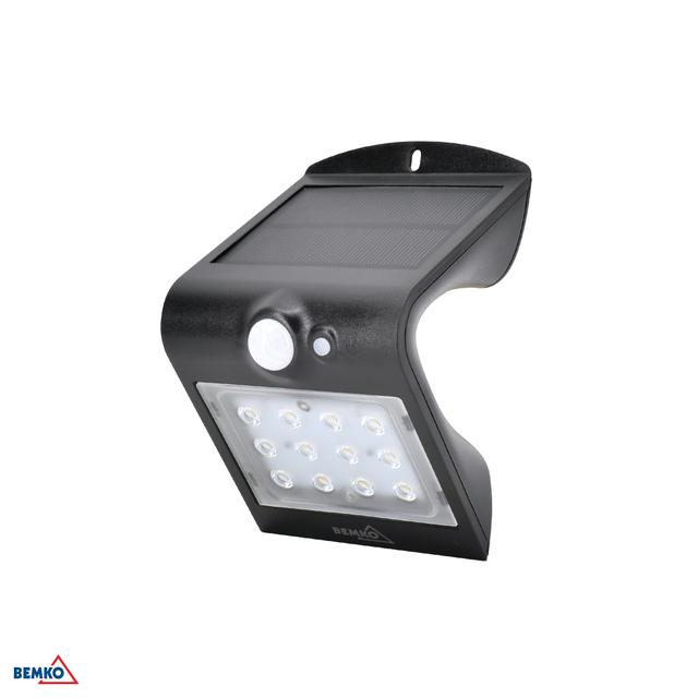 NAŚWIETLACZ LAMPA SOLARNA LED TRINGO 1,5W 220lm 4000K IP65 CZARNY Czujnik ruchu PIR BEMKO