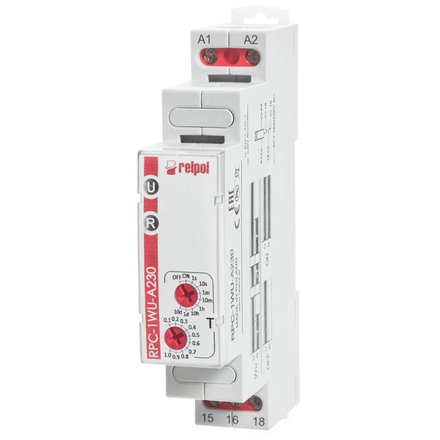 Przekaźnik czasowy 1P 1sek‑10dni 230V AC 50/60 Hz opóźnione załączenie RPC‑1E‑A230 863210 RELPOL