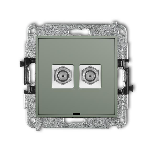 ICON Mechanizm gniazda antenowego podwójnego typu F (SAT) niklowany, bez pola opisowego szałwiowy