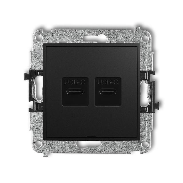 MINI Ładowarka USB podwójna 2xUSB C, 20W max., bez pola opisowego czarny mat 12MCUSBBO-7 KARLIK