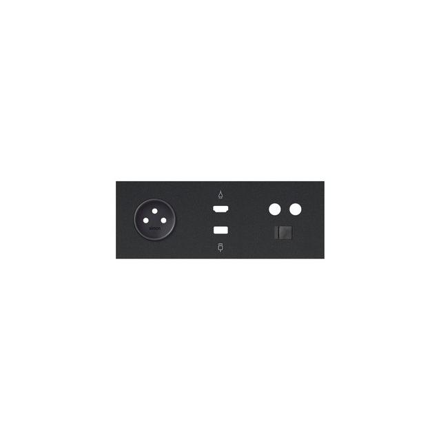 Simon 100 Panel 3-krotny: 1 gniazdo + 1 HDMI + 1 USB + 1 TV + 1 RJ45 czarny mat 10020317-238 KONTAKT