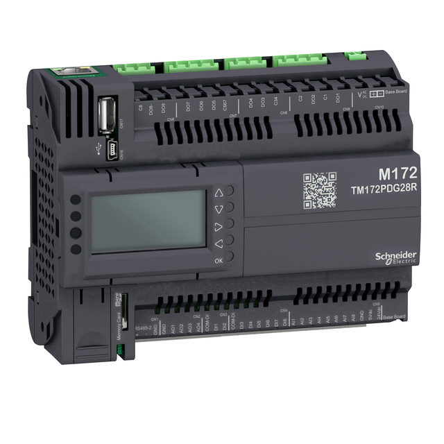 Modicon M172, Sterownik PLC HVAC, 8 DI, 8 AI, 8 DO, 4 AO, Wyświetlacz, Eth, CAN, RS485, USB mini A/B