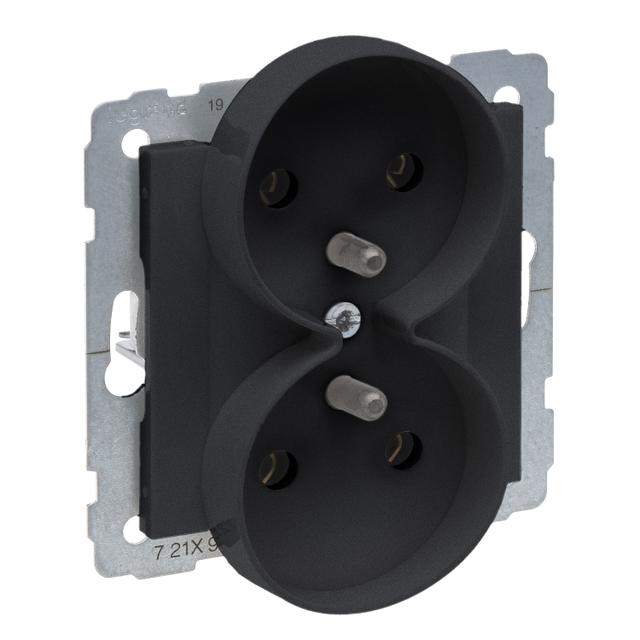 SUNO - Gniazdo 2X2P+Z - 16 A - 250 V~ - zaciski śrubowe - możliwość montażu w ramkach wielkorotynych