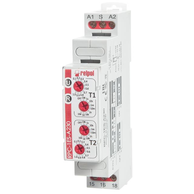 Przekaźnik czasowy, 2 zakresy czasowe, funkcja EA, 230 V AC RPC-1EA-UNI 863204 RELPOL