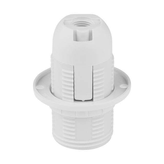 Oprawka gwintowana E-14 termoplastyczna z kołnierzem biała