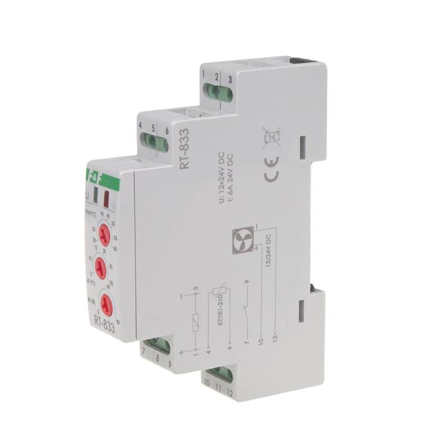 Regulator temperatury z regulacją prędkości obrotowej wentylatora montaż na szynie DIN styk: 1Z/R 230V AC RT-833 F&F