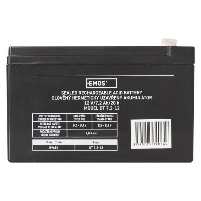 Akumulator AGM 12V 7,2Ah faston 4,7 B9654 EMOS