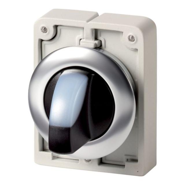 M30I-FWRLK-W Przełącznik piórkowy podświetlany 30mm biały 2-pozycyjny bez samopowrotu stal nierdzewn