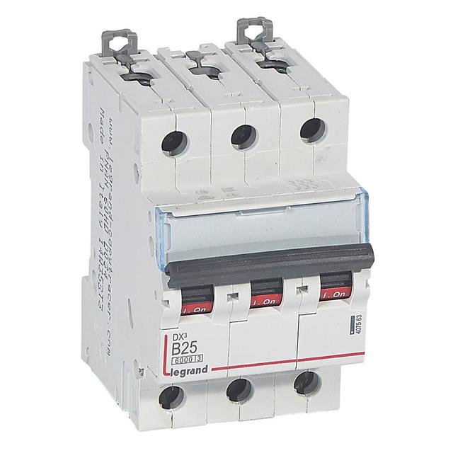 WYŁĄCZNIK NADPRĄDOWY S 303 3P B 25A 6000A SERII DX3, Legrand