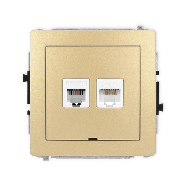 DECO Mechanizm gniazda telefonicznego pojedynczego 1xRJ11 + komputerowego pojedynczego 1xRJ45, kat.