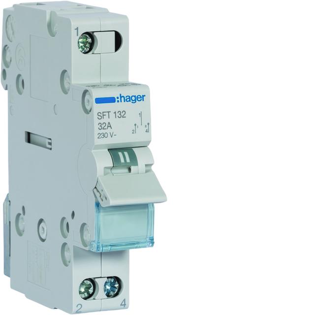 Modułowy przełącznik instalacyjny I-0-II punkt wspólny od góry 1P 32A 230VAC SFT132 HAGER