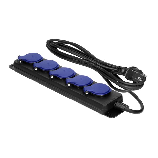 Przedłużacz warsztatowy bryzgoszczelny IP44, 5 gniazda 2P+Z IP44, przewód gumowy, H05RR-F 3x1,5mm2,