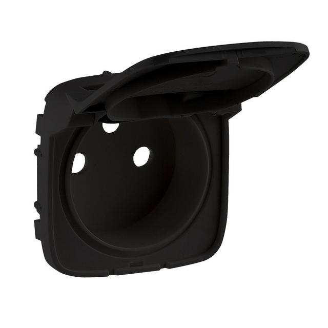 VALENA ALLURE - PLAKIETKA CZARNA GNIAZDA 2P+Z Z KALPKĄ, Legrand