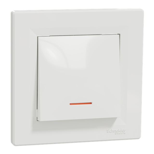 Asfora, łącznik 1-biegunowy, z podświetleniem, biały