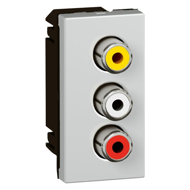 Mosaic Gniazdo 3Xrca - 1 Moduł Aluminium Żeńskie 079254 LEGRAND
