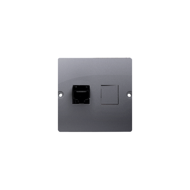 Simon Basic Gniazdo telefoniczne RJ12 Montaż gniazda na wkręty do puszki srebrny mat