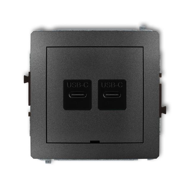 DECO Mechanizm ładowarki USB podwójnej 2xUSB C, 20W max., bez pola opisowego grafitowy