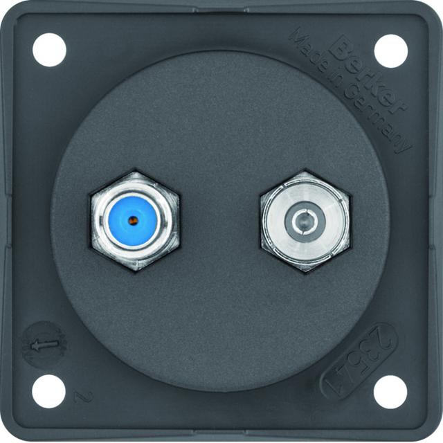 BERKER Integro Flow Gniazdo antracytenowe Radio/SAT z obudową nieekranowaną antracyt 945602505 HAGER