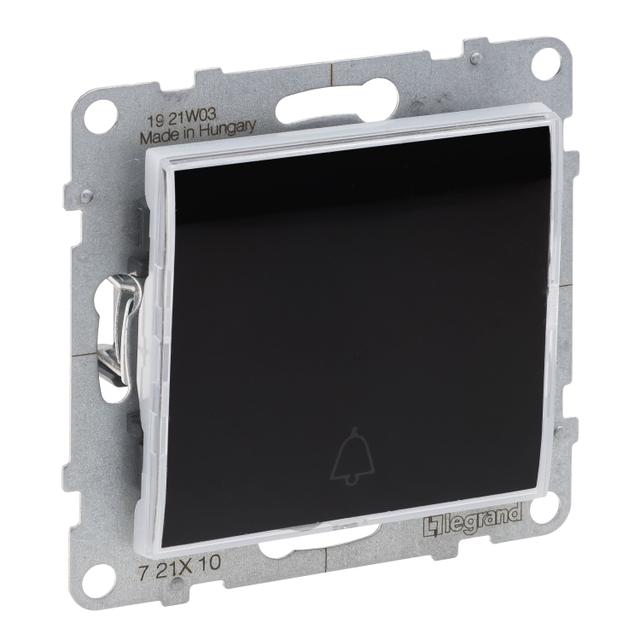 SUNO - Przycisk pojedynczy z podświetleniem - 6 A - 250 V~ - zaciski automatyczne, Czarny, Legrand