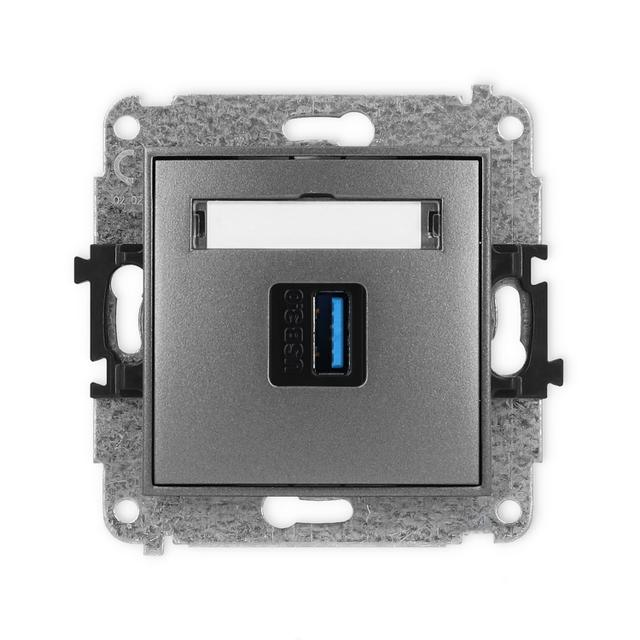 MINI Mechamizm gniazda pojedynczego USB A-A 3.0 grafitowy