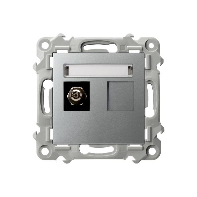 SZAFIR Gniazdo ekwipotencjalne podwójne - kolor srebro