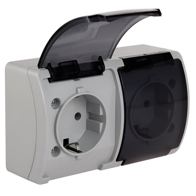 VG-Koala Gn. podw. 2x2P+Z-CHUKO n/t IP44 popiel Z-lapką dymną VG 182-53 61.402 OPATÓWEK