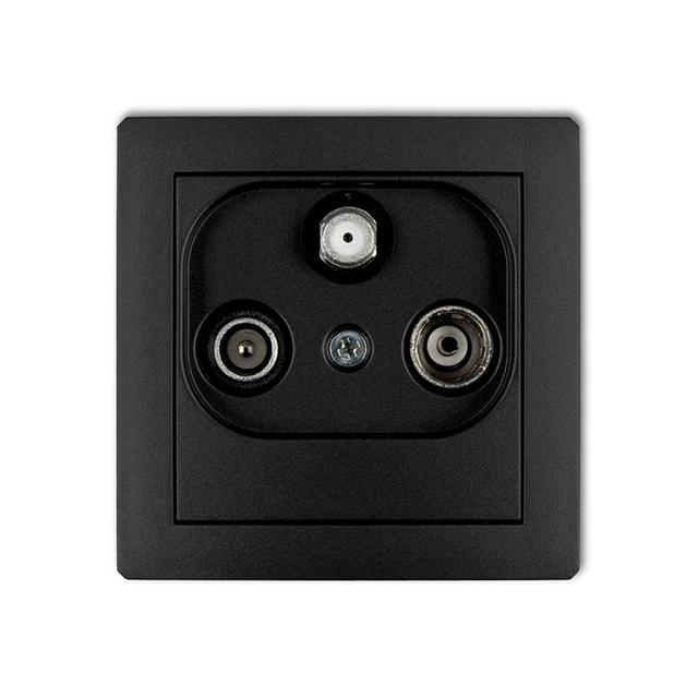 DECO Mechanizm gniazda abonenckiego RTV-SAT końcowego multimedialnego (Internet) czarny mat