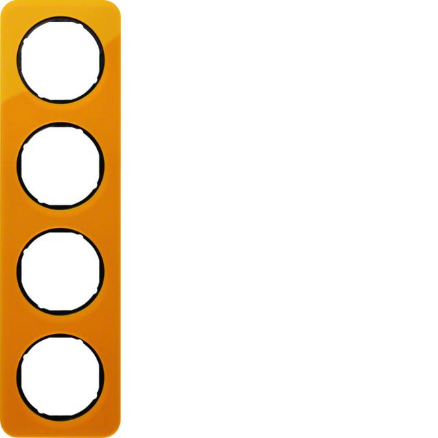 BERKER R.1 Ramka poczwórna akryl pomarańczowy przezroczysty/czarny 10142334 HAGER