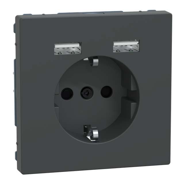 Merten, ładowarka USB i gniazdo schuko, 2,4A 16A, antracyt MTN2366-6034