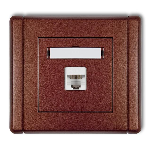 FLEXI Gniazdo komputerowe pojedyncze 1xRJ45, kat. 5e, ekranowane, 8-stykowe brązowy metalik