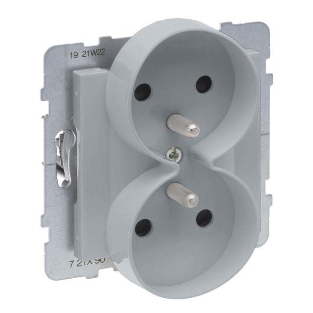 Suno Gniazdo Podwójne Z Uziemieniem 2x2P+Z Z Przesłoną 16A 250 V Zaciski Automatyczne Możliwość Montażu W Ramkach Wielkorotnych Aluminium 721390 LEGRAND