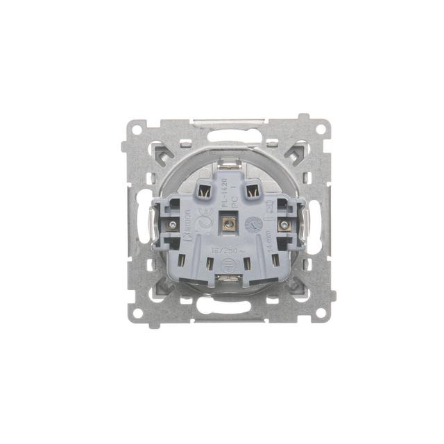 Simon 54 Gniazdo Schuko z przesłonami 16A 250V szybkozłączka srebrny mat DGSz1CZ.01/43 KONTAKT