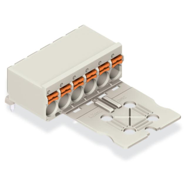 Gniazdo picoMAXeCOM raster 5mm 6‑biegunowe z kątowymi pinami lutowniczymi z płytką 2092‑1356 /50szt./ WAGO