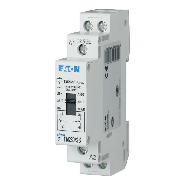Z-TN230/SS Przekaźnik instalacyjny z funkcją ręcznego wyboru ZAŁ. / AUTOM. / WYŁ. 20A 230V AC 2Z 265