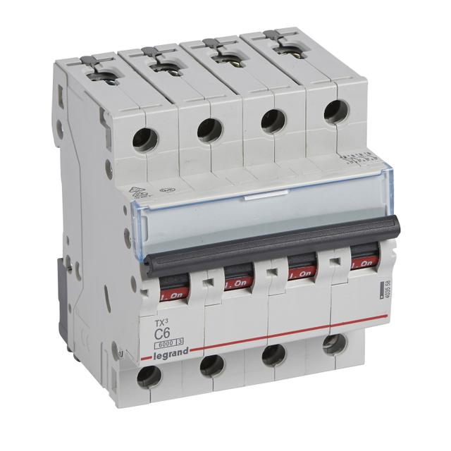 Wyłącznik Nadprądowy 4P C6A 6kA AC S304 TX3 403558 LEGRAND