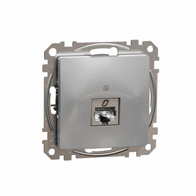 Sedna Design & Elements, gniazdo komputerowe RJ45 kat.6 STP, srebrne aluminium
