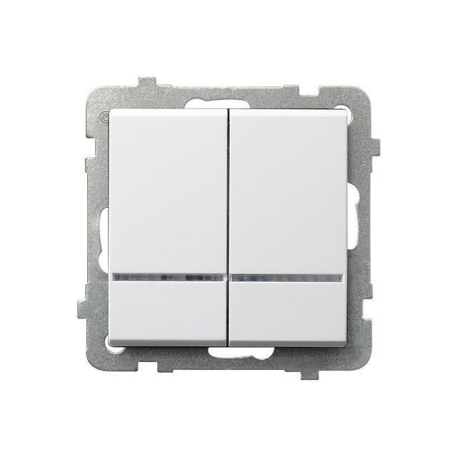 SONATA Łącznik dwugrupowy świecznikowy z podświetleniem pomarańczowym - kolor biały