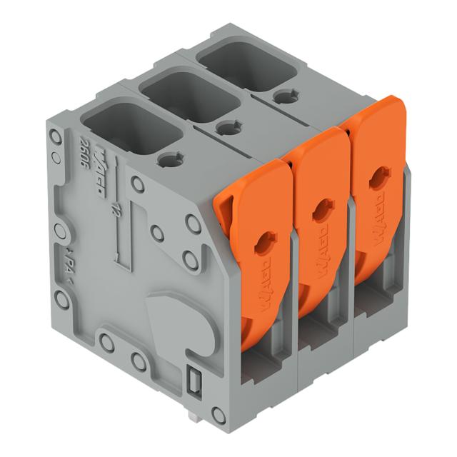 Złączka do płytek drukowanych dźwignia 6mm2 RM 7,5mm 3-bieg szara /80szt./ 2606-3103/020-000 WAGO