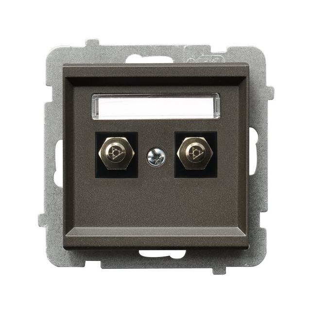 SONATA Gniazdo ekwipotencjalne podwójne - kolor czekoladowy metalik