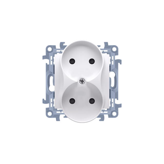 Simon 10 Gniazdo bez uziemienia podwójne 16A z. śrub. biały