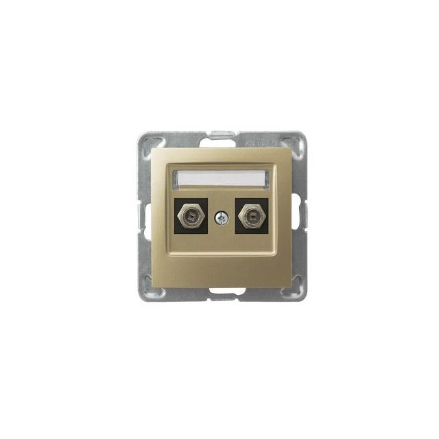 IMPRESJA Gniazdo antenowe typu F podwójne - kolor złoty metalik