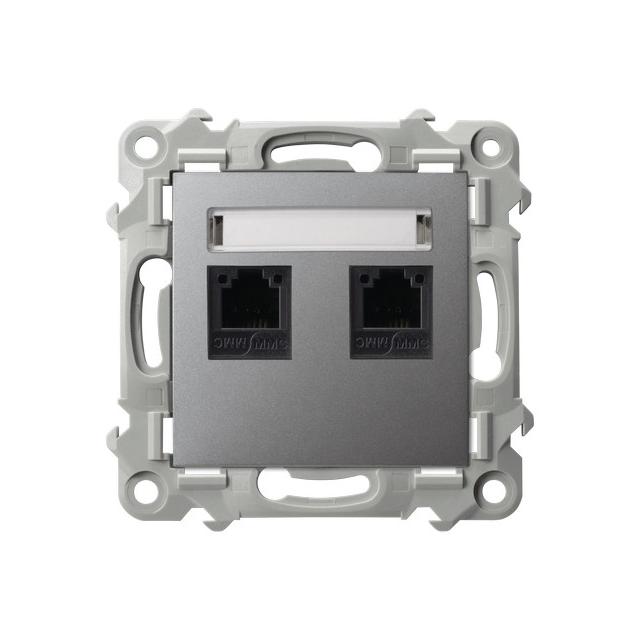 SZAFIR Gniazdo telefoniczne podwójne niezależne - kolor szary mat