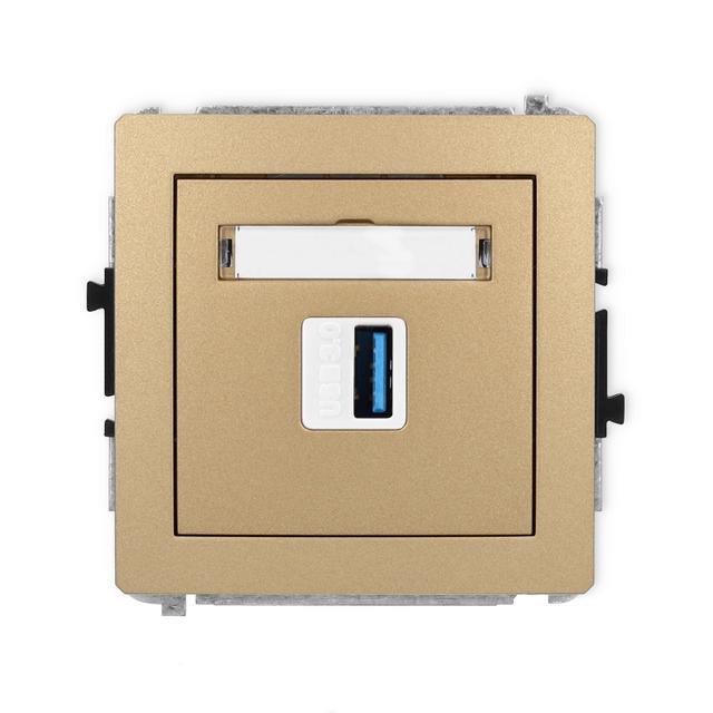 DECO Mechanizm gniazda pojedynczego USB A-A 3.0 złoty metalik