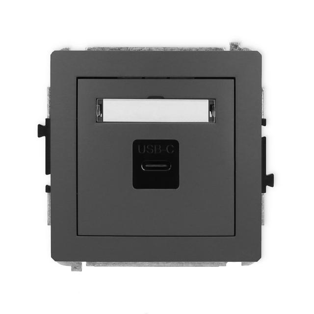 DECO Mechanizm gniazda pojedynczego 1xUSB C-C grafitowy mat
