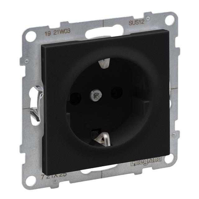 Suno Gniazdo Schuko 2P+Z - 16A - 250V - Zaciski Śrubowe Czarny 721425 LEGRAND