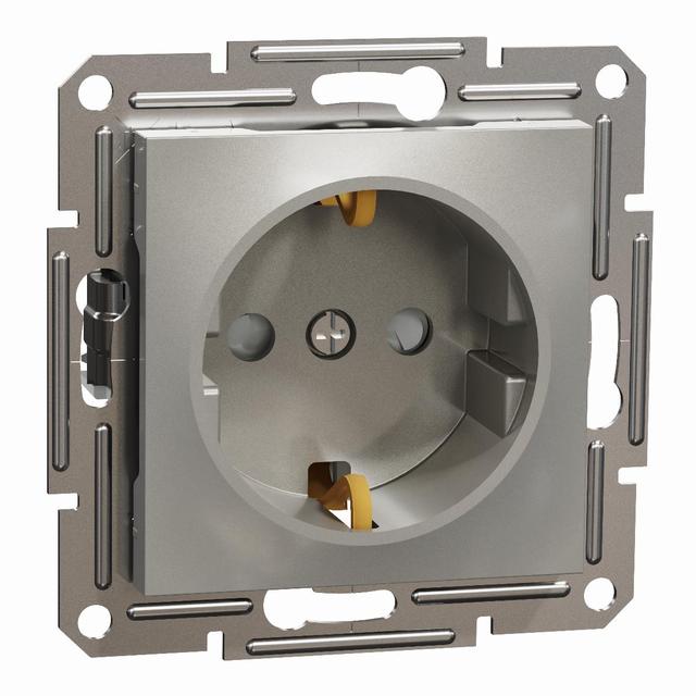 Asfora, gniazdo pojedyncze schuko, z przesłonami, brąz